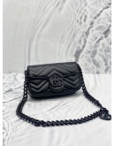 (LIKE NEW) GUCCI BLACK LEATHER GG MARMONT BELT BAG