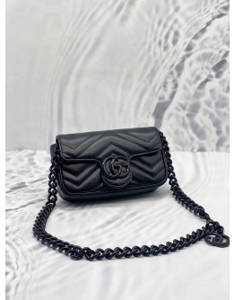 (LIKE NEW) GUCCI BLACK LEATHER GG MARMONT BELT BAG