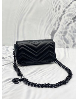 (LIKE NEW) GUCCI BLACK LEATHER GG MARMONT BELT BAG
