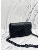(LIKE NEW) GUCCI BLACK LEATHER GG MARMONT BELT BAG