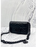 (LIKE NEW) GUCCI BLACK LEATHER GG MARMONT BELT BAG