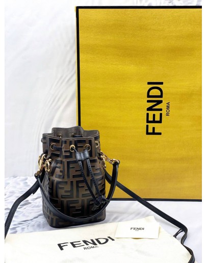 (BRAND NEW) FENDI MON TRESOR BROWN LEATHER MINI BAG -FULL SET-