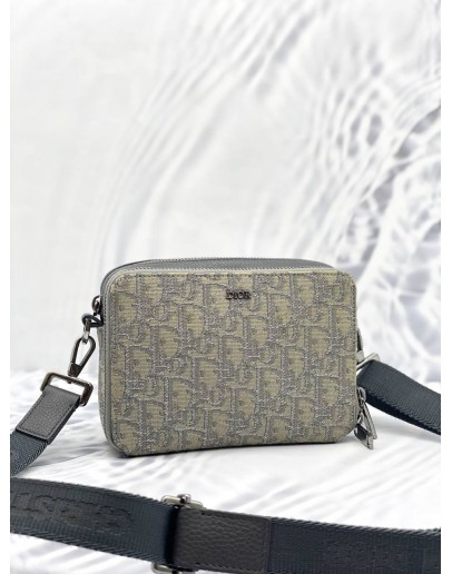 (LIKE NEW) CHRISTIAN DIOR OBLIQUE CANVAS DOUBLE ZIP CROSSBODY POUCH 