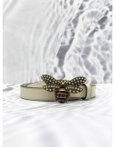 (LIKE NEW) GUCCI QUEEN MARGARET BEE THIN WHITE CREAM LEATHER BELT 