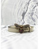(LIKE NEW) GUCCI QUEEN MARGARET BEE THIN WHITE CREAM LEATHER BELT 