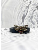 (LIKE NEW) GUCCI QUEEN MARGARET BEE THIN BLACK LEATHER BELT 