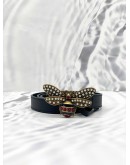 (LIKE NEW) GUCCI QUEEN MARGARET BEE THIN BLACK LEATHER BELT 