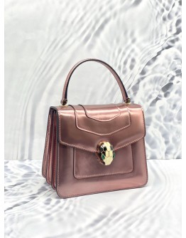 (LIKE NEW) BVLGARI PINK PATENT SERPENTI FOREVER TOP HANDLE BAG