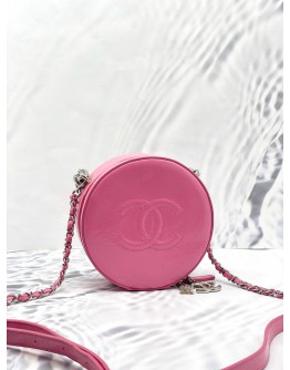(LIKE NEW) CHANEL ROUND AS EARTH COCO MARK CHAIN HANDBAG PATENT LEATHER
