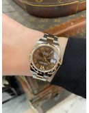 (UNUSED) 2017 ROLEX DATEJUST 31 REF 178341 HALF 18K 750 ROSE GOLD CHOCOLATE DIAMOND DIAL ROMAN NUMERALS 31MM AUTOMATIC WATCH -FULL SET-