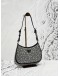 PRADA CLEO SHOULDER BAG IN BLACK SILK AND PATENT LEATHER WITH CRYSTALS