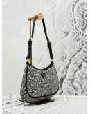 PRADA CLEO SHOULDER BAG IN BLACK SILK AND PATENT LEATHER WITH CRYSTALS