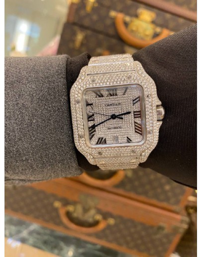 (UNUSED) 2021 CARTIER SANTOS XL REF WSSA00188 NATURAL DIAMOND 39.8MM x 47.5MM AUTOMATIC WATCH -FULL SET-