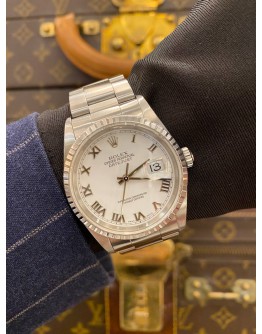 2003 ROLEX DATEJUST 36 REF 16220 WHITE DIAL ROMAN NUMERALS 36MM AUTOMATIC WATCH