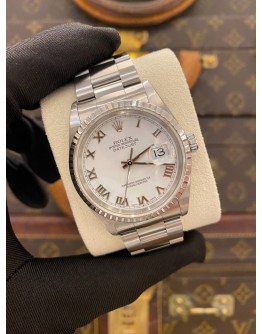 2003 ROLEX DATEJUST 36 REF 16220 WHITE DIAL ROMAN NUMERALS 36MM AUTOMATIC WATCH