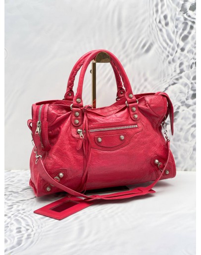 BALENCIAGA CLASSIC CITY BAG IN PINK AGED CALFSKIN LEATHER 
