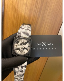 (UNUSED) 2022 BELL & ROSS BR 03-92 CERAMIC WHITE CAMO LIMITED EDITION 42MM AUTOMATIC WATCH -FULL SET-