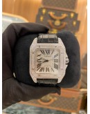 2018 CARTIER SANTOS 100 DIAMOND CASE REF 3774 WHITE DIAL 38MM AUTOMATIC WATCH -FULL SET-