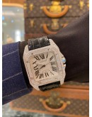 2018 CARTIER SANTOS 100 DIAMOND CASE REF 3774 WHITE DIAL 38MM AUTOMATIC WATCH -FULL SET-