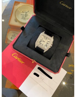 2018 CARTIER SANTOS 100 DIAMOND CASE REF 3774 WHITE DIAL 38MM AUTOMATIC WATCH -FULL SET-