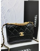 CHANEL DIAMANTE FLAP BAG LAMBSKIN LEATHER -FUL SET-MICROCHIP-