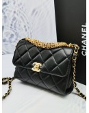 CHANEL DIAMANTE FLAP BAG LAMBSKIN LEATHER -FUL SET-MICROCHIP-