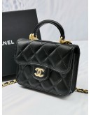(BRAND NEW) CHANEL MICRO TOP HANDLE BAG LAMBSKIN LEATHER -FULL SET-