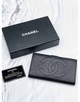 CHANEL VINTAGE TIMELESS CC CAVIAR LEATHER WALLET -FULL SET-