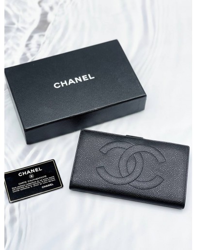 CHANEL VINTAGE TIMELESS CC CAVIAR LEATHER WALLET -FULL SET-