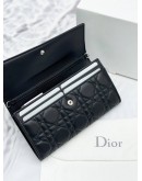 CHRISTIAN DIOR LADY DIOR CANNAGE LAMBSKIN LEATHER CONTINENTAL WALLET 