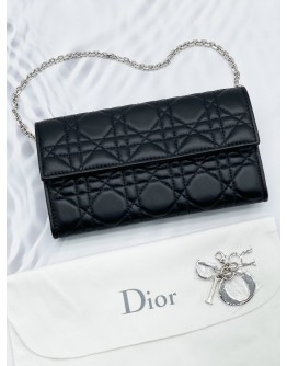 CHRISTIAN DIOR LADY DIOR CANNAGE LAMBSKIN LEATHER CONTINENTAL WALLET 