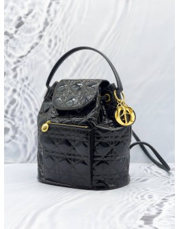 CHRISTIAN DIOR CANNAGE PATENT LEATHER BACKPACK