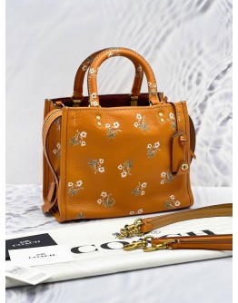 (RAYA SALE) COACH ROGUE 25 FLORAL BOW PRINT PEBBLED LEATHER TOP HANDLE BAG WITH STRAP