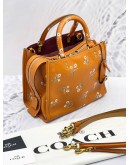 (RAYA SALE) COACH ROGUE 25 FLORAL BOW PRINT PEBBLED LEATHER TOP HANDLE BAG WITH STRAP
