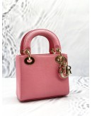 (UNUSED) CHRISTIAN DIOR MINI LADY DIOR IN PINK LIZARD LEATHER 