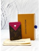 LOUIS VUITTON PORTE CATES MAGNET IN BROWN MONOGRAM MACASSAR CANVAS WITH PONDICHERY PINK CALFSKIN LEATHER -FULL SET-