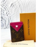 LOUIS VUITTON PORTE CATES MAGNET IN BROWN MONOGRAM MACASSAR CANVAS WITH PONDICHERY PINK CALFSKIN LEATHER -FULL SET-