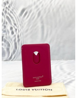 LOUIS VUITTON PORTE CATES MAGNET IN BROWN MONOGRAM MACASSAR CANVAS WITH PONDICHERY PINK CALFSKIN LEATHER -FULL SET-