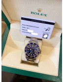 ROLEX SUBMARINER DATE HALF 18K 750 YELLOW GOLD REF 16613 BLUE DIAL 40MM AUTOMATIC WATCH