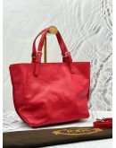 (UNUSED) TOD’S TOTE TOP HANDLE AND SHOULDER BAG IN RED PEBBLED LEATHER