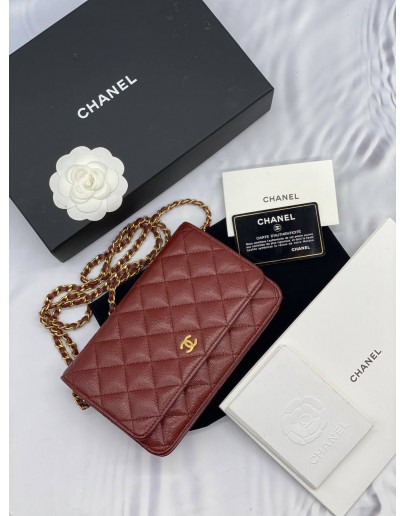 CHANEL WOC WALLET ON CHAIN GRAINED CALFSKIN GHW FULL SET 