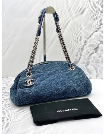 CHANEL DENIM CAMELLIA JUST MADEMOISELLE BAG 