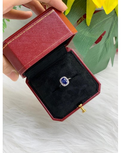 Diamond White Gold Ring With Blue Sapphire 