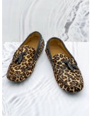 JIMMY CHOO LEOPARD PRINT PONY HAIR AND PATENT LEATHER MEN’S LOAFER