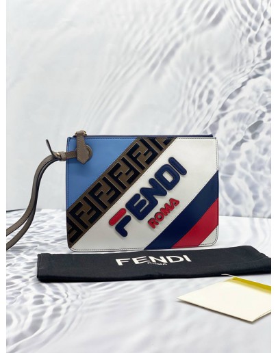 (UNUSED) FENDI X FILA LEATHER MEDIUM CLUTCH BAG 