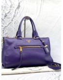 PRADA BL0805 HANDLE BAG VIOLA VITELLO DAINO SOFT LEATHER WITH ZIPPED AND LEATHER STRAP