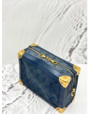 (LIKE NEW) LOUIS VUITTON SOFT TRUNK CROSSBODY BAG IN BLUE MONOGRAM CANVAS DENIM AND CALFSKIN LEATHER