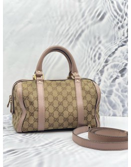 GUCCI GUCCISSIMA BEIGE AND PINK BOSTON BAG