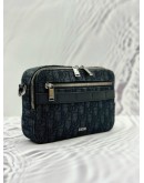 (LIKE NEW) CHRISTIAN DIOR MINI SAFARI WITH CROSSBODY STRAP IN BLACK DIOR OBLIQUE JACQUARD AND GRAINED CALFSKIN LEATHER