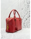 PRADA BAULETTO TOP HANDLE BAG IN RED SAFFIANO LUX LEATHER